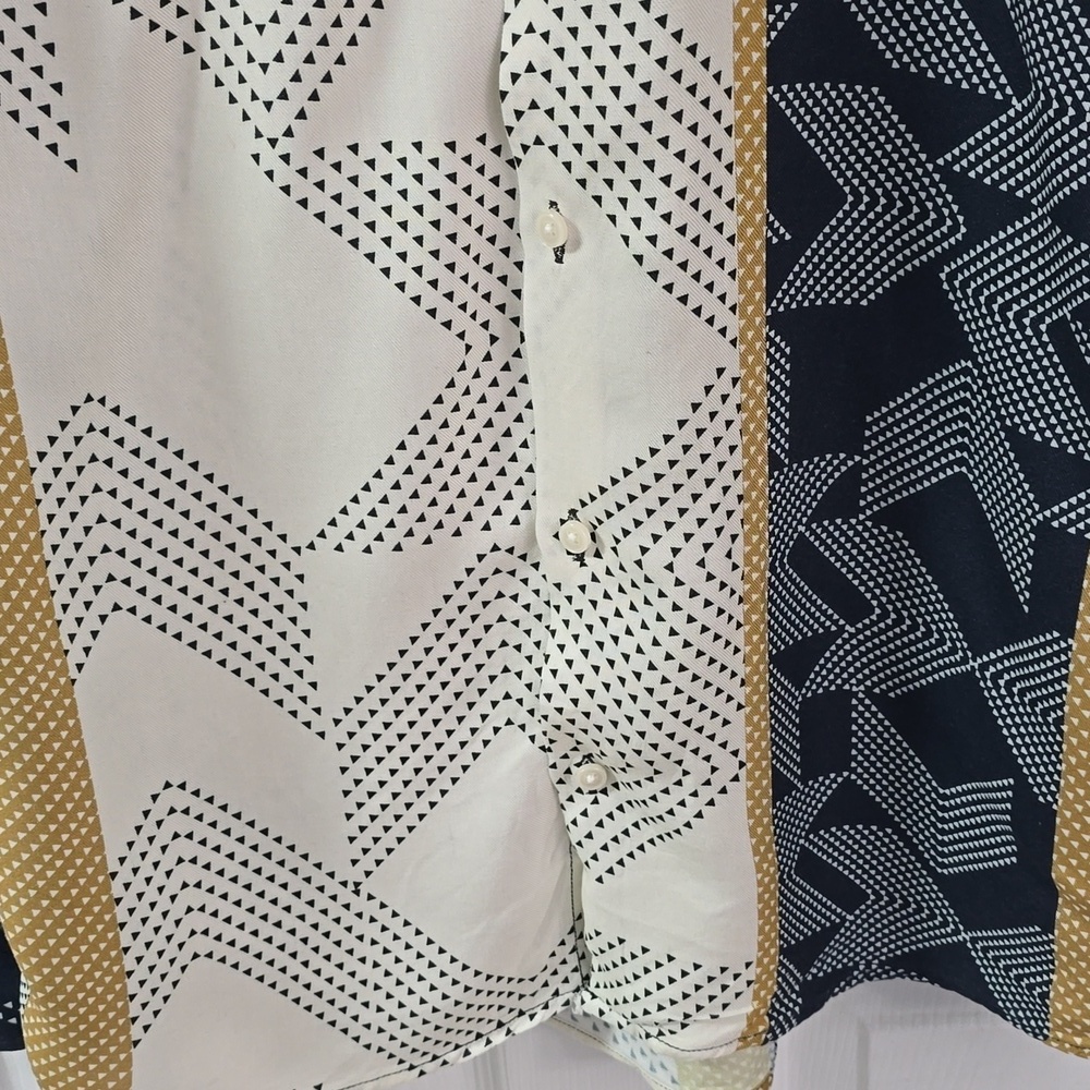 ZARA Men's Long Sleeve Shirt Abstract Regular Fit Blue Beige Size Small - Picture 7 of 12